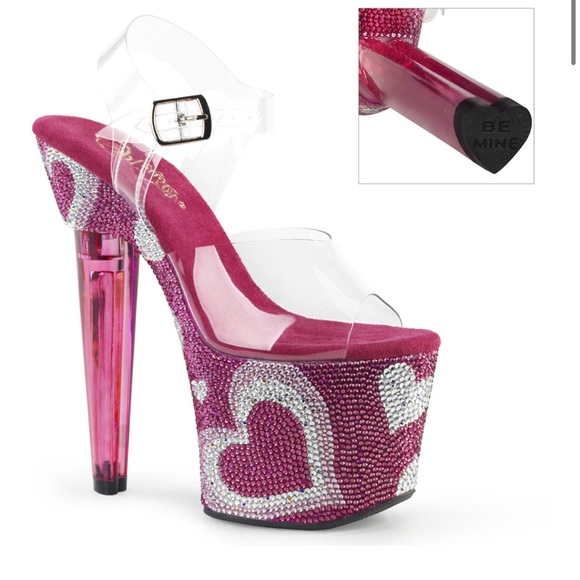 Pink Heart Bling pleaser heels - Picture 3 of 3